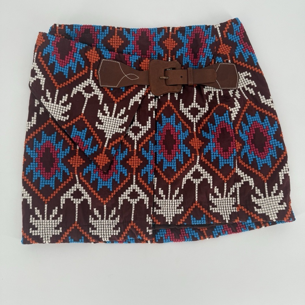 Johanna Ortiz Tapestry of Love Wrap Mini Skirt Size 4 Boho Festival Embroidered